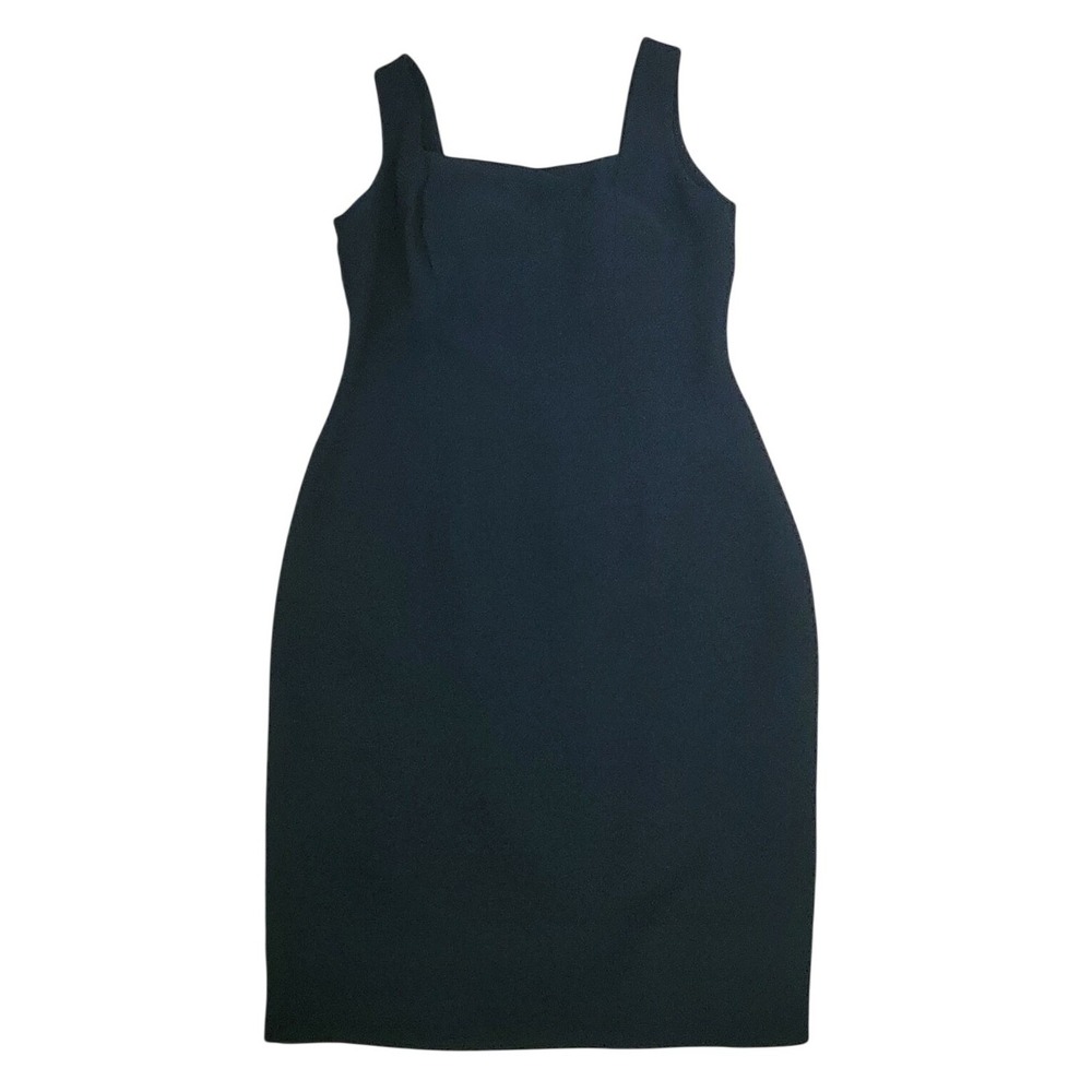 Andrea Polizzi Rex Lester Sheath Dress Womens 10 Black Excellent Square Neck Mid